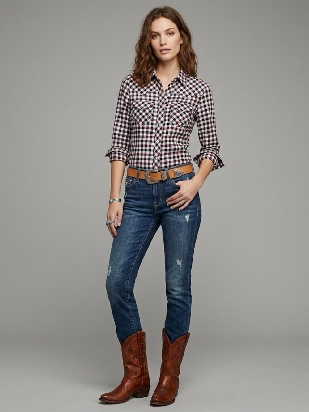 True Religion Red Plaid Checker Button Down Shirt Western Cowboy Equestrian S